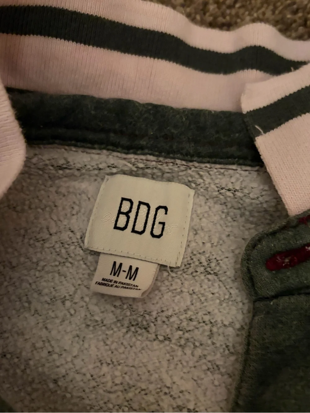 BDG Striped Crewneck Sweater in Green, Burgundy & Yellow
